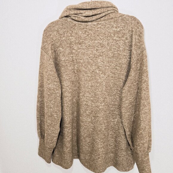 Maeve Anthropologie Soft Knit Cowl Neck Sweater Tan Bishop Sleeve Size L - Picture 6 of 16